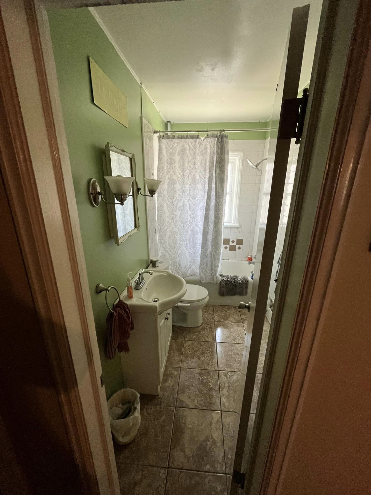 Olive Bathroom Remodeling Project Before Photo